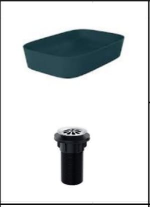 MODERNLIFE EDGE 600MM VESSEL-PEACOCK& COMPLEMENTALY GRIDE DRAIN ,LONG